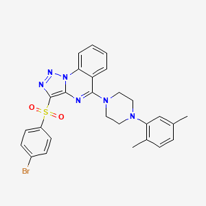 molecular formula C27H25BrN6O2S B2460891 3-[(4-Bromophenyl)sulfonyl]-5-[4-(2,5-dimethylphenyl)piperazin-1-yl][1,2,3]triazolo[1,5-a]quinazoline CAS No. 893784-44-6