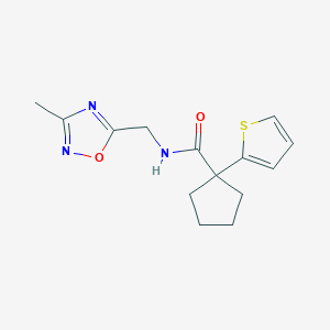 molecular formula C14H17N3O2S B2460897 N-((3-methyl-1,2,4-oxadiazol-5-yl)methyl)-1-(thiophen-2-yl)cyclopentanecarboxamide CAS No. 1235294-06-0