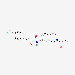 molecular formula C21H26N2O4S B2460899 2-(4-methoxyphenyl)-N-(2-propionyl-1,2,3,4-tetrahydroisoquinolin-7-yl)ethanesulfonamide CAS No. 955752-42-8