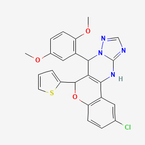 molecular formula C24H19ClN4O3S B2460901 2-chloro-7-(2,5-dimethoxyphenyl)-6-(thiophen-2-yl)-7,12-dihydro-6H-chromeno[4,3-d][1,2,4]triazolo[1,5-a]pyrimidine CAS No. 868148-53-2