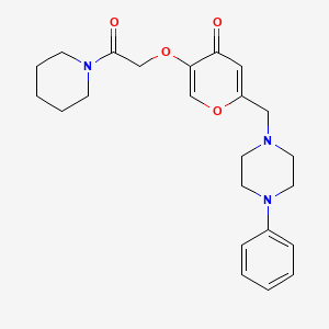 molecular formula C23H29N3O4 B2460905 5-(2-Oxo-2-piperidin-1-ylethoxy)-2-[(4-phenylpiperazin-1-yl)methyl]pyran-4-one CAS No. 898464-81-8