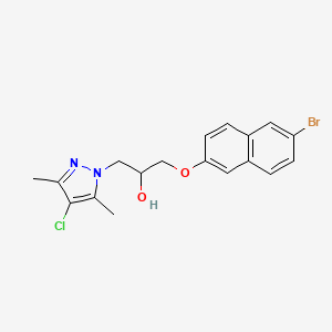 molecular formula C18H18BrClN2O2 B2460907 1-[(6-bromonaphthalen-2-yl)oxy]-3-(4-chloro-3,5-dimethyl-1H-pyrazol-1-yl)propan-2-ol CAS No. 890603-19-7