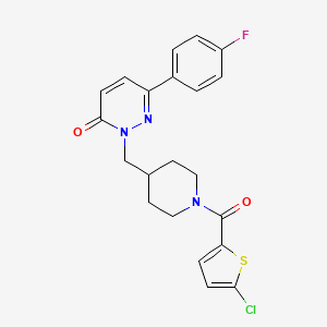 molecular formula C21H19ClFN3O2S B2460910 2-{[1-(5-クロロチオフェン-2-カルボニル)ピペリジン-4-イル]メチル}-6-(4-フルオロフェニル)-2,3-ジヒドロピリダジン-3-オン CAS No. 2097889-96-6