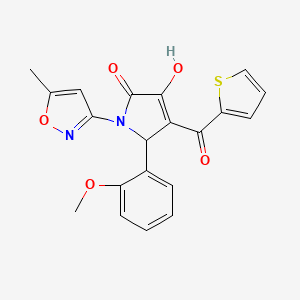 molecular formula C20H16N2O5S B2460924 3-hydroxy-5-(2-methoxyphenyl)-1-(5-methylisoxazol-3-yl)-4-(thiophene-2-carbonyl)-1H-pyrrol-2(5H)-one CAS No. 618873-19-1