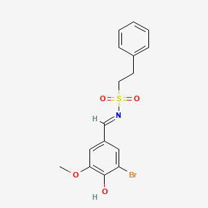 molecular formula C16H16BrNO4S B2460930 (E)-N-(3-bromo-4-hydroxy-5-methoxybenzylidene)-2-phenylethanesulfonamide CAS No. 691370-37-3