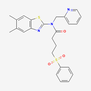 N-(5,6-dimethylbenzo[d]thiazol-2-yl)-4-(phenylsulfonyl)-N-(pyridin-2-ylmethyl)butanamide