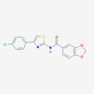 molecular formula C17H11ClN2O3S B246094 N-[4-(4-chlorophenyl)-1,3-thiazol-2-yl]-1,3-benzodioxole-5-carboxamide 