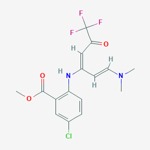 methyl 5-chloro-2-{[(1E,3E)-1-(dimethylamino)-6,6,6-trifluoro-5-oxohexa-1,3-dien-3-yl]amino}benzoate