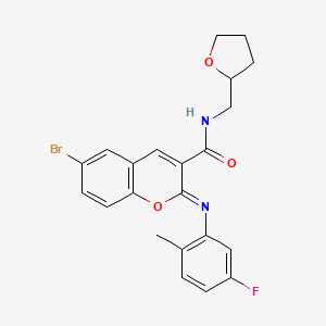 (2Z)-6-bromo-2-[(5-fluoro-2-methylphenyl)imino]-N-(tetrahydrofuran-2-ylmethyl)-2H-chromene-3-carboxamide