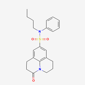molecular formula C22H26N2O3S B2460960 N-butyl-3-oxo-N-phenyl-1,2,3,5,6,7-hexahydropyrido[3,2,1-ij]quinoline-9-sulfonamide CAS No. 898464-58-9