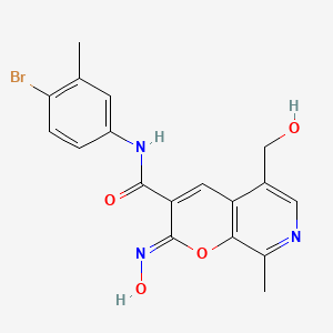 (2Z)-N-(4-bromo-3-methylphenyl)-2-(hydroxyimino)-5-(hydroxymethyl)-8-methyl-2H-pyrano[2,3-c]pyridine-3-carboxamide