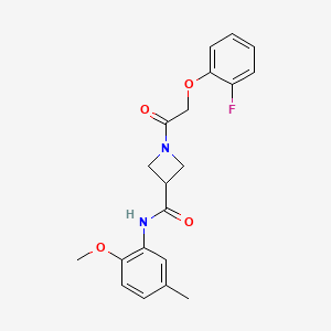 molecular formula C20H21FN2O4 B2460973 1-(2-(2-氟苯氧基)乙酰基)-N-(2-甲氧基-5-甲基苯基)氮杂环丁烷-3-甲酰胺 CAS No. 1448069-84-8