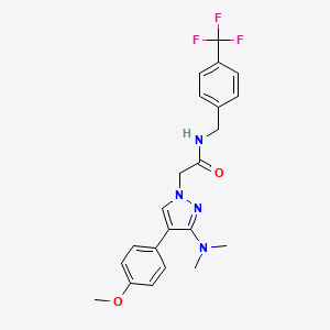 molecular formula C22H23F3N4O2 B2460980 2-(3-(dimethylamino)-4-(4-methoxyphenyl)-1H-pyrazol-1-yl)-N-(4-(trifluoromethyl)benzyl)acetamide CAS No. 1286725-37-8