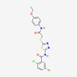 molecular formula C19H16BrClN4O3S2 B2460981 5-bromo-2-chloro-N-(5-((2-((4-ethoxyphenyl)amino)-2-oxoethyl)thio)-1,3,4-thiadiazol-2-yl)benzamide CAS No. 391869-61-7