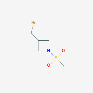 molecular formula C5H10BrNO2S B2460986 3-(Bromomethyl)-1-methanesulfonylazetidine CAS No. 1850205-92-3