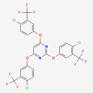 molecular formula C25H10Cl3F9N2O3 B2460994 2,4,6-Tris[4-chloro-3-(trifluoromethyl)phenoxy]pyrimidine CAS No. 329705-18-2