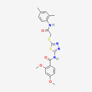 molecular formula C21H22N4O4S2 B2461010 N-(5-((2-((2,4-dimethylphenyl)amino)-2-oxoethyl)thio)-1,3,4-thiadiazol-2-yl)-2,4-dimethoxybenzamide CAS No. 392295-92-0