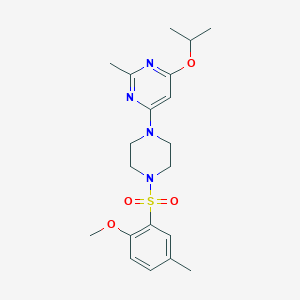 molecular formula C20H28N4O4S B2461012 4-Isopropoxy-6-(4-((2-methoxy-5-methylphenyl)sulfonyl)piperazin-1-yl)-2-methylpyrimidine CAS No. 1021041-85-9