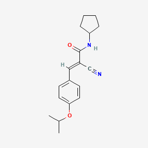 molecular formula C18H22N2O2 B2461014 (E)-2-cyano-N-cyclopentyl-3-(4-propan-2-yloxyphenyl)prop-2-enamide CAS No. 891079-27-9