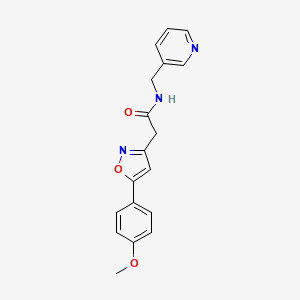 molecular formula C18H17N3O3 B2461019 2-(5-(4-methoxyphenyl)isoxazol-3-yl)-N-(pyridin-3-ylmethyl)acetamide CAS No. 953205-46-4