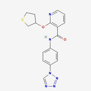 molecular formula C17H16N6O2S B2461025 N-(4-(1H-tetrazol-1-yl)phenyl)-2-((tetrahydrothiophen-3-yl)oxy)nicotinamide CAS No. 2034498-90-1