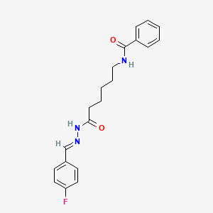 molecular formula C20H22FN3O2 B2461033 (E)-N-(6-(2-(4-fluorobenzylidene)hydrazinyl)-6-oxohexyl)benzamide CAS No. 327088-24-4