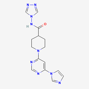 molecular formula C15H17N9O B2461040 1-(6-(1H-imidazol-1-yl)pyrimidin-4-yl)-N-(4H-1,2,4-triazol-4-yl)piperidine-4-carboxamide CAS No. 1351651-56-3