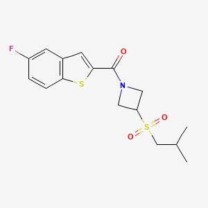 molecular formula C16H18FNO3S2 B2461047 (5-Fluorobenzo[b]thiophen-2-yl)(3-(isobutylsulfonyl)azetidin-1-yl)methanone CAS No. 1797276-94-8