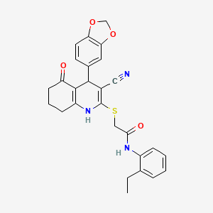 2-{[4-(1,3-benzodioxol-5-yl)-3-cyano-5-hydroxy-4,6,7,8-tetrahydroquinolin-2-yl]sulfanyl}-N-(2-ethylphenyl)acetamide