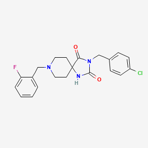 molecular formula C21H21ClFN3O2 B2461049 3-(4-Chlorobenzyl)-8-(2-fluorobenzyl)-1,3,8-triazaspiro[4.5]decane-2,4-dione CAS No. 1021031-63-9