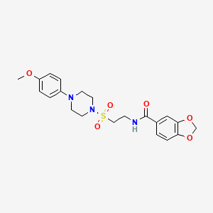 molecular formula C21H25N3O6S B2461051 N-(2-((4-(4-methoxyphenyl)piperazin-1-yl)sulfonyl)ethyl)benzo[d][1,3]dioxole-5-carboxamide CAS No. 899740-24-0