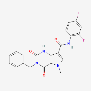 molecular formula C21H16F2N4O3 B2461052 3-benzyl-N-(2,4-difluorophenyl)-5-methyl-2,4-dioxo-2,3,4,5-tetrahydro-1H-pyrrolo[3,2-d]pyrimidine-7-carboxamide CAS No. 921581-17-1