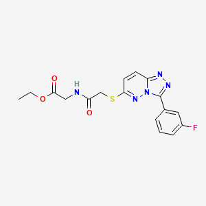 molecular formula C17H16FN5O3S B2461058 Ethyl 2-(2-((3-(3-fluorophenyl)-[1,2,4]triazolo[4,3-b]pyridazin-6-yl)thio)acetamido)acetate CAS No. 852374-92-6