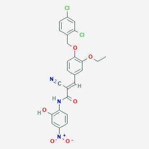 (E)-2-cyano-3-[4-[(2,4-dichlorophenyl)methoxy]-3-ethoxyphenyl]-N-(2-hydroxy-4-nitrophenyl)prop-2-enamide