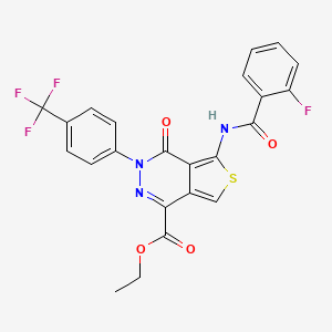 B2461062 Ethyl 5-(2-fluorobenzamido)-4-oxo-3-(4-(trifluoromethyl)phenyl)-3,4-dihydrothieno[3,4-d]pyridazine-1-carboxylate CAS No. 851951-24-1