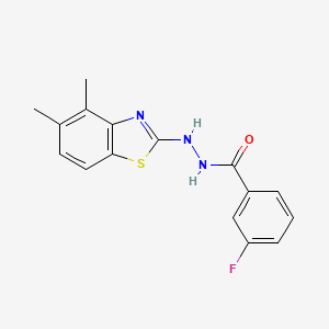 molecular formula C16H14FN3OS B2461066 N'-(4,5-dimethyl-1,3-benzothiazol-2-yl)-3-fluorobenzohydrazide CAS No. 851980-36-4