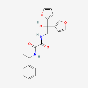 molecular formula C20H20N2O5 B2461075 N1-(2-(furan-2-yl)-2-(furan-3-yl)-2-hydroxyethyl)-N2-(1-phenylethyl)oxalamide CAS No. 2034622-10-9