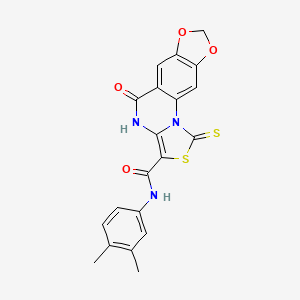molecular formula C20H15N3O4S2 B2461078 N-(3,4-dimethylphenyl)-5-oxo-1-thioxo-4,5-dihydro-1H-[1,3]dioxolo[4,5-g]thiazolo[3,4-a]quinazoline-3-carboxamide CAS No. 1189728-40-2