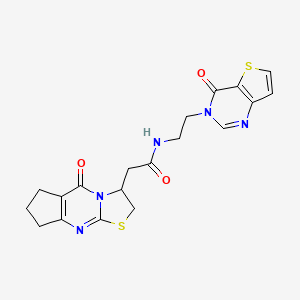 2-(5-oxo-2,3,5,6,7,8-hexahydrocyclopenta[d]thiazolo[3,2-a]pyrimidin-3-yl)-N-(2-(4-oxothieno[3,2-d]pyrimidin-3(4H)-yl)ethyl)acetamide