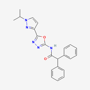 molecular formula C22H21N5O2 B2461081 N-(5-(1-isopropyl-1H-pyrazol-3-yl)-1,3,4-oxadiazol-2-yl)-2,2-diphenylacetamide CAS No. 1208492-31-2