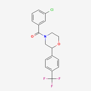 molecular formula C18H15ClF3NO2 B2461086 (3-Chlorophenyl)(2-(4-(trifluoromethyl)phenyl)morpholino)methanone CAS No. 1351662-13-9