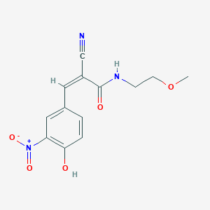 molecular formula C13H13N3O5 B2461097 (Z)-2-Cyano-3-(4-hydroxy-3-nitrophenyl)-N-(2-methoxyethyl)prop-2-enamide CAS No. 744223-82-3