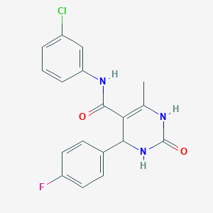 molecular formula C18H15ClFN3O2 B2461113 N-(3-氯苯基)-4-(4-氟苯基)-6-甲基-2-氧代-1,2,3,4-四氢嘧啶-5-羧酰胺 CAS No. 421576-10-5