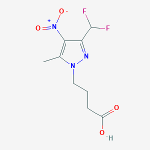 molecular formula C9H11F2N3O4 B2461129 4-[3-(Difluoromethyl)-5-methyl-4-nitropyrazol-1-yl]butanoic acid CAS No. 1946822-11-2