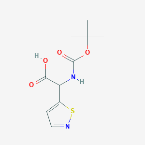 molecular formula C10H14N2O4S B2461133 2-[(2-Methylpropan-2-yl)oxycarbonylamino]-2-(1,2-thiazol-5-yl)acetic acid CAS No. 1999072-08-0