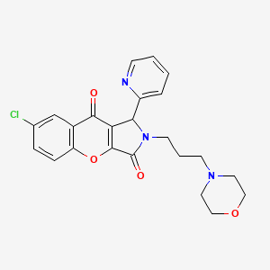 molecular formula C23H22ClN3O4 B2461148 7-Chloro-2-(3-morpholinopropyl)-1-(pyridin-2-yl)-1,2-dihydrochromeno[2,3-c]pyrrole-3,9-dione CAS No. 874397-68-9