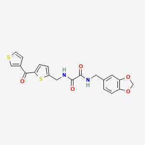 molecular formula C20H16N2O5S2 B2461153 N1-(benzo[d][1,3]dioxol-5-ylmethyl)-N2-((5-(thiophene-3-carbonyl)thiophen-2-yl)methyl)oxalamide CAS No. 1797958-30-5