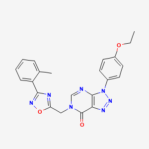 molecular formula C22H19N7O3 B2461158 3-(4-ethoxyphenyl)-6-((3-(o-tolyl)-1,2,4-oxadiazol-5-yl)methyl)-3H-[1,2,3]triazolo[4,5-d]pyrimidin-7(6H)-one CAS No. 1207057-97-3