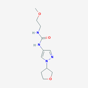 molecular formula C11H18N4O3 B2461160 1-(2-methoxyethyl)-3-(1-(tetrahydrofuran-3-yl)-1H-pyrazol-4-yl)urea CAS No. 1798041-74-3