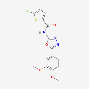 molecular formula C15H12ClN3O4S B2461161 5-chloro-N-(5-(3,4-dimethoxyphenyl)-1,3,4-oxadiazol-2-yl)thiophene-2-carboxamide CAS No. 922874-47-3